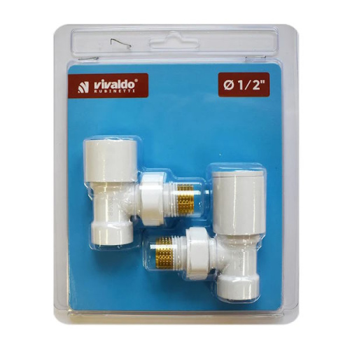комплект подключения радиатора угловой 1/2" белый в блистере vivaldo фото 2