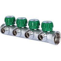 коллектор регулирующий stout 1" 4 отвода 1/2"