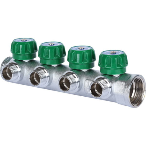 коллектор регулирующий stout 1" 4 отвода 1/2" плоское уплотнение