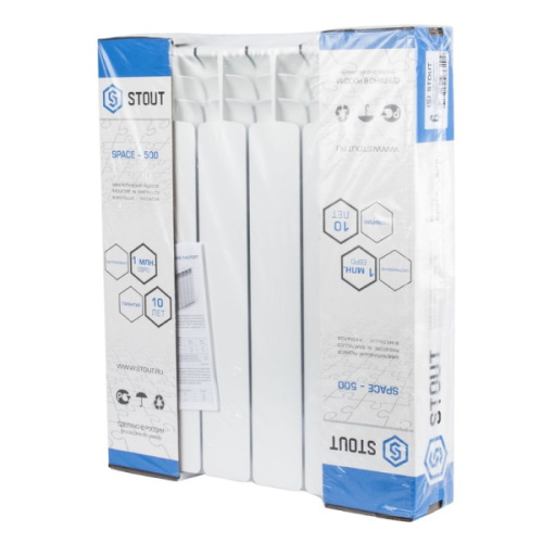 биметаллический радиатор stout space 500 4 секции фото 2