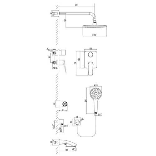 встраиваемая душевая система lemark bronx lm3722gm графит фото 6