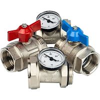 комплект прямых шаровых кранов с термометрами 1” stout
