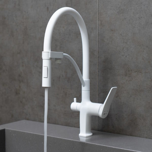 смеситель для кухни lemark bronx lm3761mw белый матовый фото 3