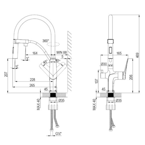 смеситель с подключением к фильтру lemark bronx lm3761bl черный фото 2