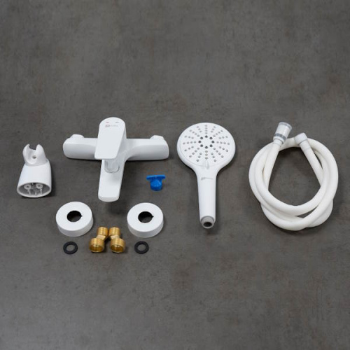 смеситель для ванны и душа lemark bronx lm3714mw белый матовый фото 6