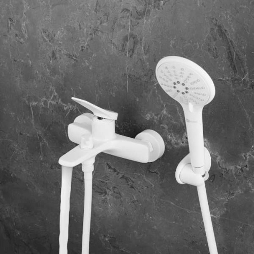 смеситель для ванны и душа lemark bronx lm3714mw белый матовый фото 2