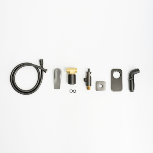 смеситель встраиваемый с гигиеническим душем lemark bronx lm3719gm графит фото 2