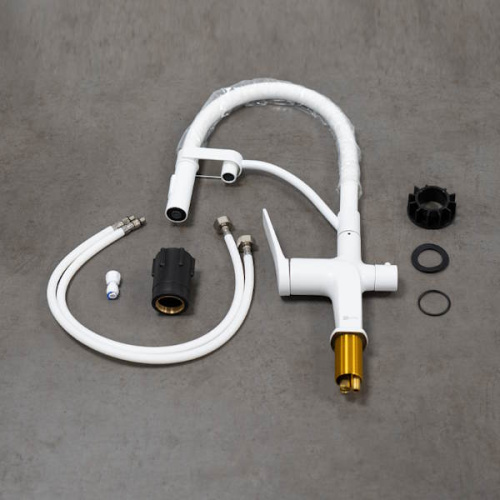 смеситель для кухни lemark bronx lm3761mw белый матовый фото 6