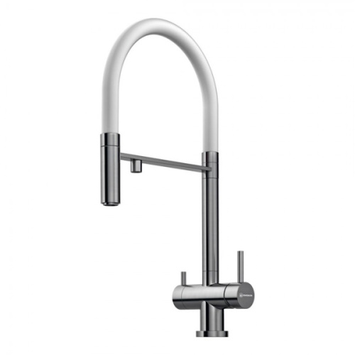 Смеситель для кухни Omoikiri Kanto BN-WH нержавеющая сталь/белый смеситель для кухни omoikiri kanto bn-wh нержавеющая сталь/белый