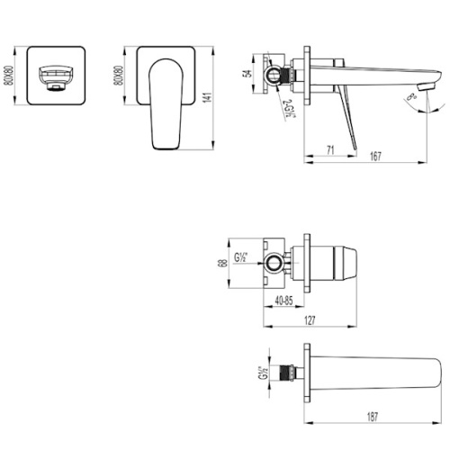 смеситель встраиваемый для раковины lemark bronx lm3736bl черный фото 2
