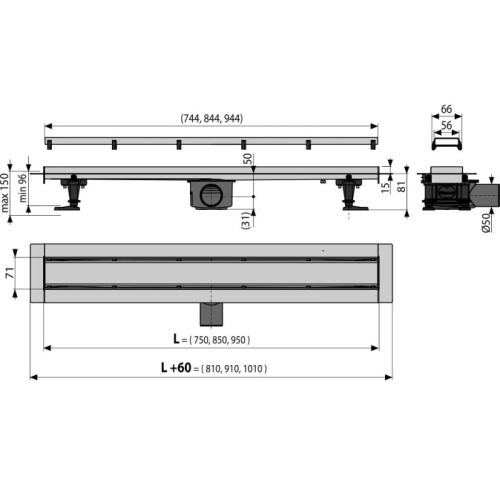 Душевой лоток AlcaPlast APZ13-DOUBLE9-750 с двухсторонней решеткой фото 2 душевой лоток alcaplast apz13-double9-750 с двухсторонней решеткой фото 2
