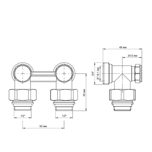 узел нижнего подключения vivaldo угловой 3/4"х1/2" белый фото 3
