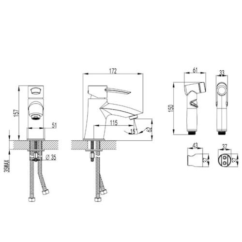 смеситель для раковины с гигиеническим душем lemark atlantiss lm3216c хром фото 2