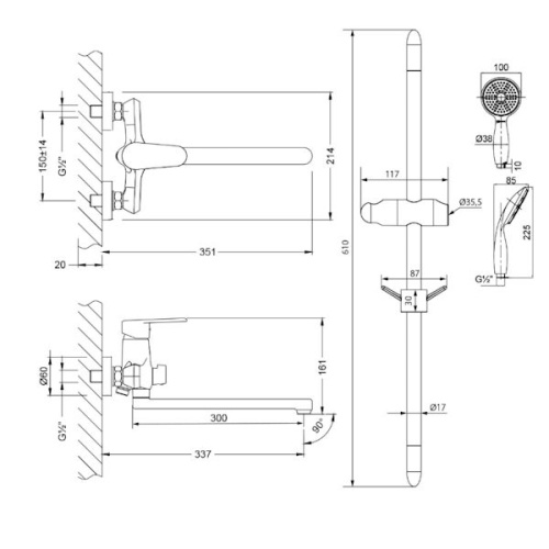 комплект с универсальным смесителем lemark point lm0379c хром фото 2
