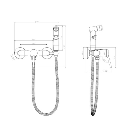смеситель настенный с гигиеническим душем lemark minima lm3818c хром фото 2