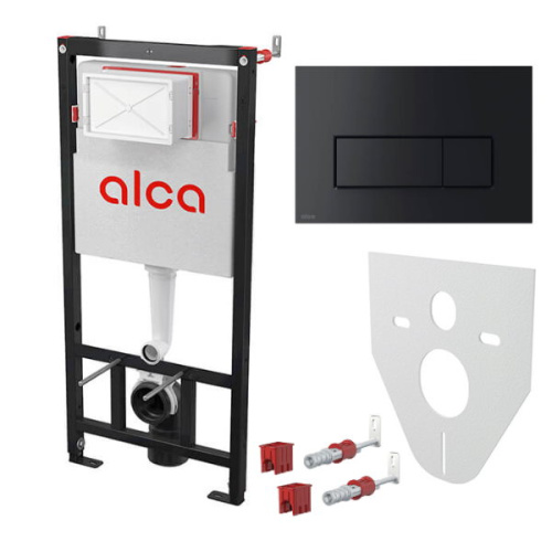 инсталляция для унитаза alcaplast set 4v1 c черной кнопкой m578-0001
