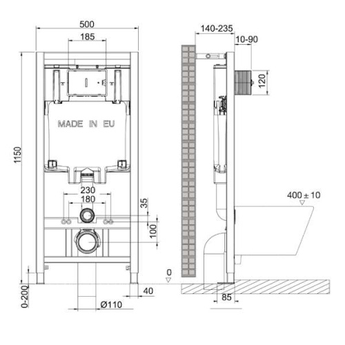 инсталляция lemark peneda с кнопкой bit хром глянец фото 3