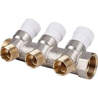 коллектор распределительный stout 3/4" 3 отвода 1/2" плоское уплотнение