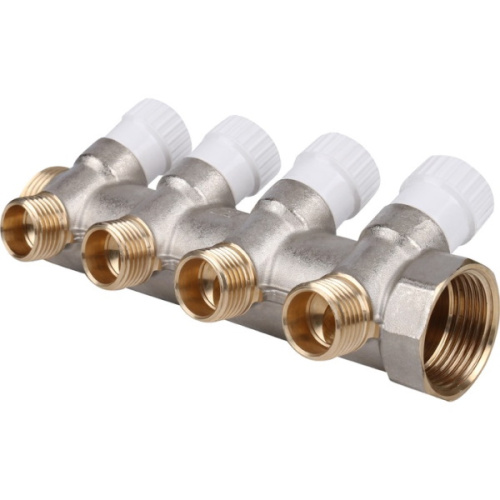 коллектор распределительный stout 1" 4 отвода 1/2" плоское уплотнение