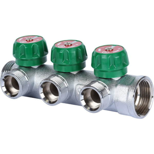 коллектор регулирующий stout 1" 3 отвода 1/2" плоское уплотнение