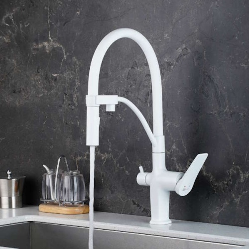 смеситель для кухни lemark bronx lm3761mw белый матовый фото 2