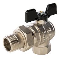 кран шаровой полнопроходной stout угловой с "американкой" вр/нр бабочка 3/4"