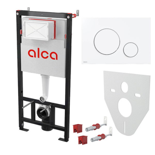 инсталляция для унитаза alcaplast set 4v1 c белой кнопкой m670-0001