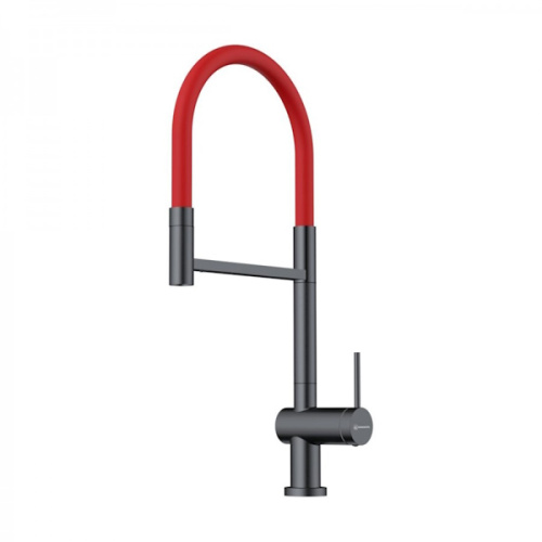  смеситель для кухни omoikiri kanto 2 plus sb-gm-r вороненая сталь/красный