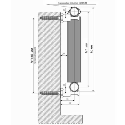 алюминиевый радиатор silver 500 8 секций фото 4