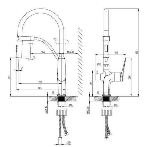 смеситель с подключением к фильтру lemark comfort lm3074c хром/черный фото 2