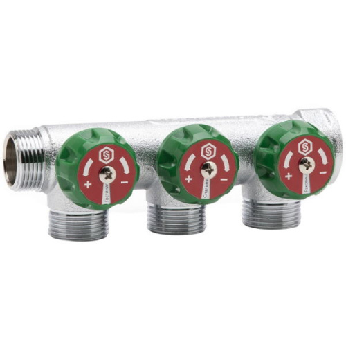 коллектор регулирующий stout 3/4" 3 отвода 3/4" евроконус