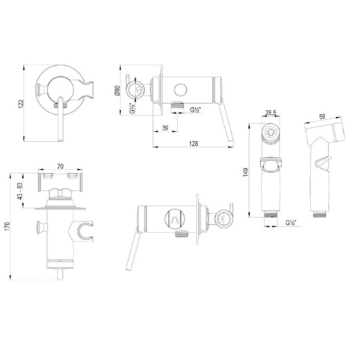 смеситель встраиваемый с гигиеническим душем lemark minima lm3819c хром фото 2