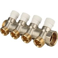 коллектор распределительный stout 1" 4 отвода 3/4"ек